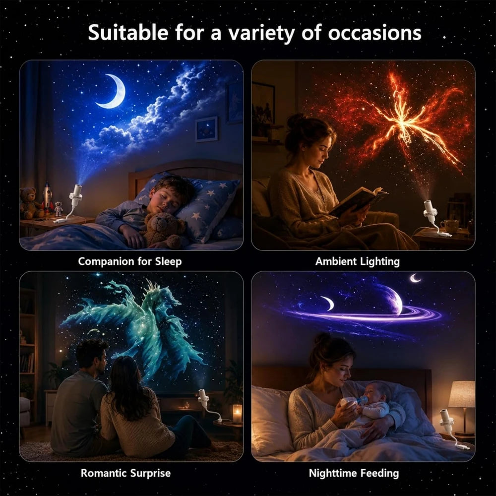 Galaxy Star Night Light Projector 2-in-1 USB Powered Bedroom Car LED Lighting Eye Protection Perfect Christmas Gift