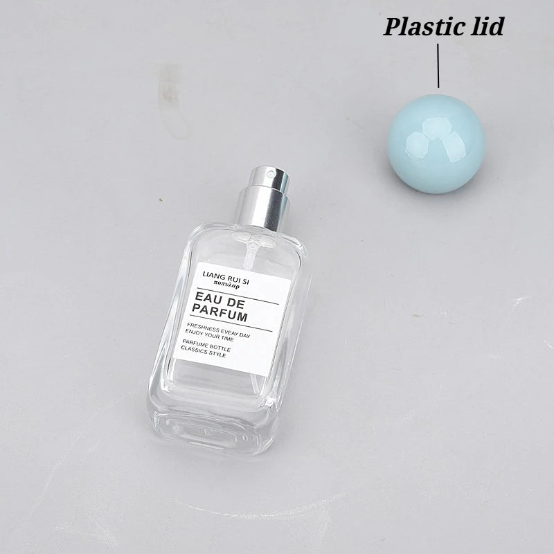 50ML 30ML Empty Clear Glass Spray Bottle Wood/plastic Lid Perfume Bottle Refillable Bottle Dispenser Fine Mist Portable Travel