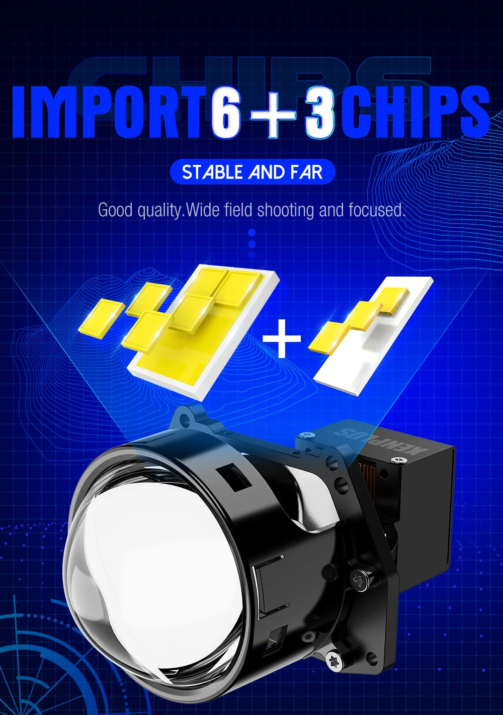 Hot Sale Xenplus High Quality Car Headlamp Lp37 180w 50000lm 6500k Ip68 Big Power Super Bright Bi Led Headlight Projector