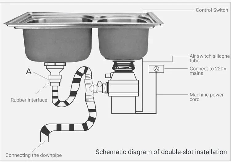 DIVEDEER Household Food Waste Disposer 220V/560W Food Residue Pulverizer Sewer Waste Disposal Pulverizer Kitchen Sink Unit