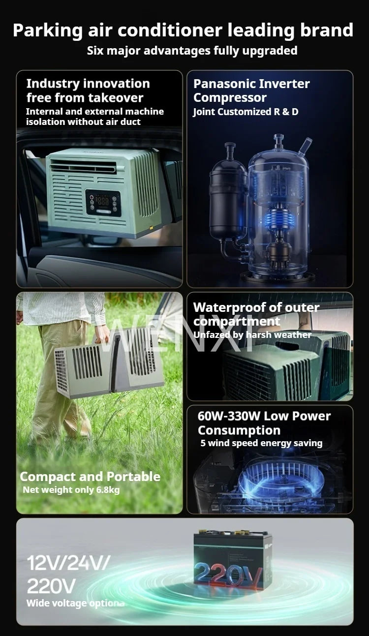 Small Portable Car Energy Saving Air Conditioner Ductless Hassle -Free Portable Parking Air Conditioner for Car Window Mounting