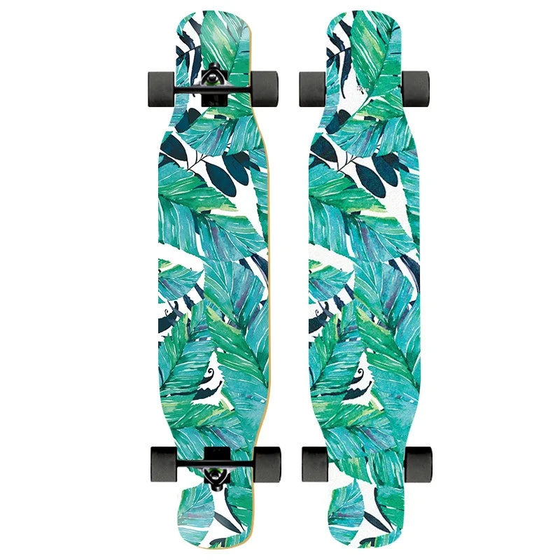 44 Inch Double Kick Dance Longboard 7-Layer Maple Wood Double Sided Graphic Complete Skate Deck All Ages Amateur Professional Ri