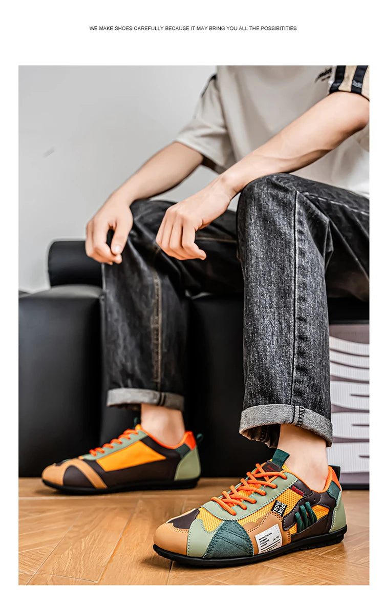 Men's Trendy Black and Gray Color-Blocked Mesh Breathable Casual Sports Shoes, Summer Thin Retro Forrest Gump Shoes, Lightweight Soft-Soled Shock-Absorbing Non-Slip Versatile Wear-Resistant Men's Shoes
