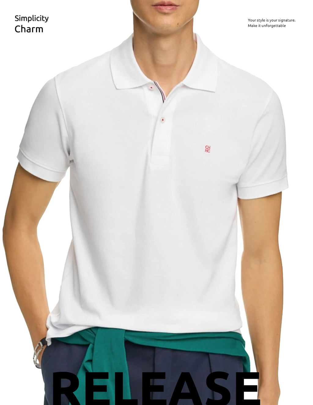 Embroidery Mens Polo Shirt Cotton Mens Casual Short Sleeve Solid White Soft T-Shirts Basic Daily Men's Loose Fit Tee Shirt Tops