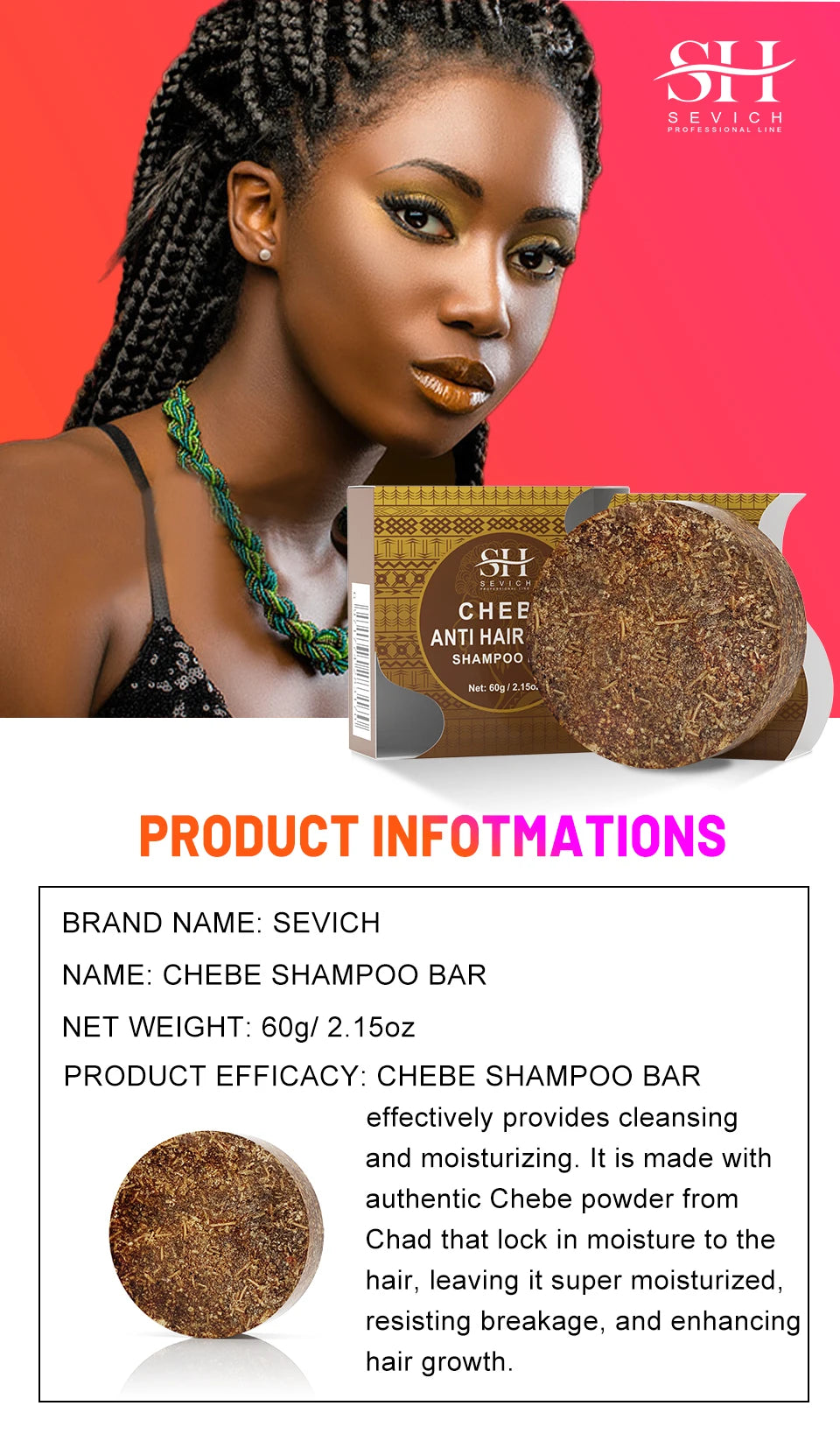 100% Chebe Powder From Chad Africa Women Traction Alopecia Treatment Oil Men Fast Hair Growth Spray Hair Loss Treatment Sevich