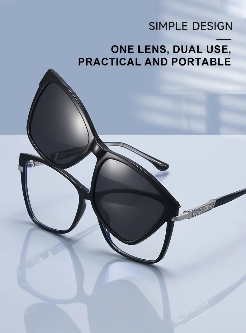 VICKY Fashion New Design TR90 Polarized Magnetic Clip-on Sunglasses Men and Women Polarized Sunglasses Optical Myopia Glasses