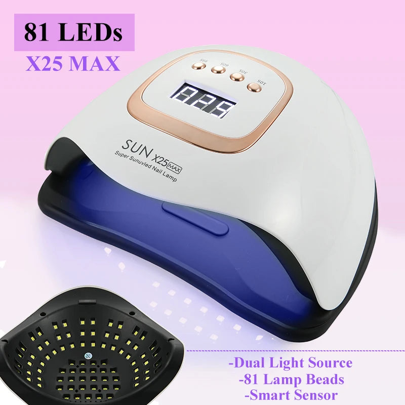 SUN X27MAX New 81LEDs UV LED Nail Lamp Powerful Nail Dryer for Gel Polish Professional Nail Art Manicure Lamp for Home and Salon