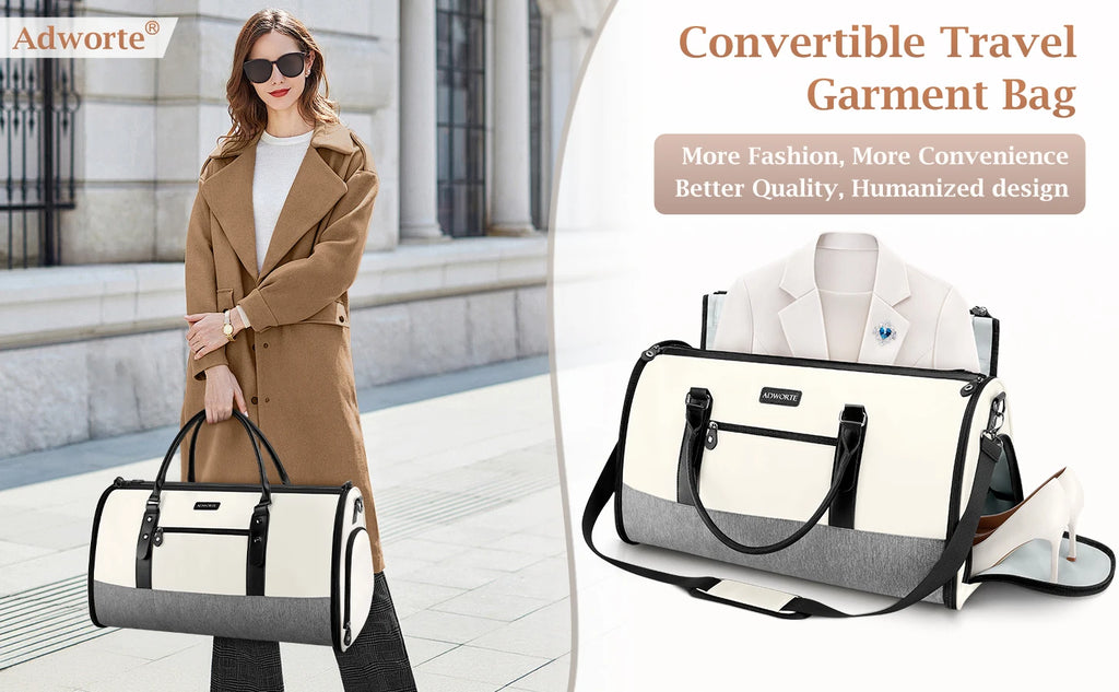 Travel Garment Bag, Convertible Garment Duffel Bags Combo with Shoe Compartment Toiletry Bag, Carry-On Weekend Overnight Bag for