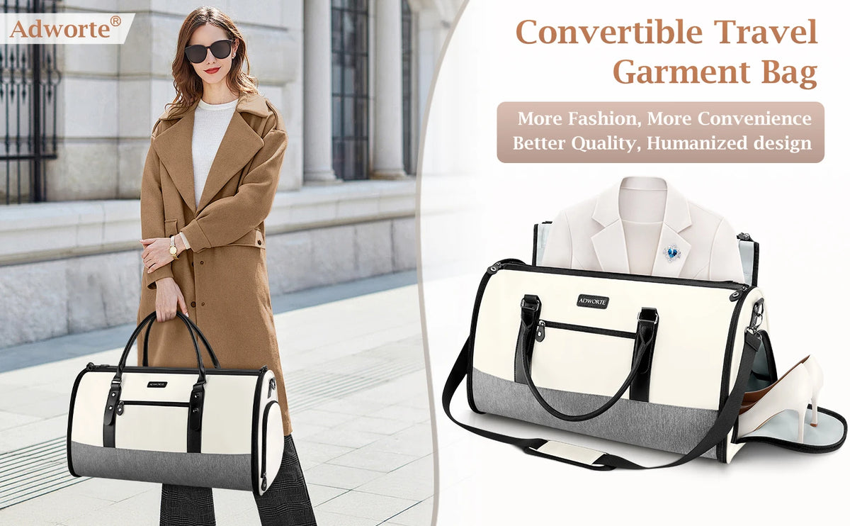 Travel Garment Bag, Convertible Garment Duffel Bags Combo with Shoe Compartment Toiletry Bag, Carry-On Weekend Overnight Bag for