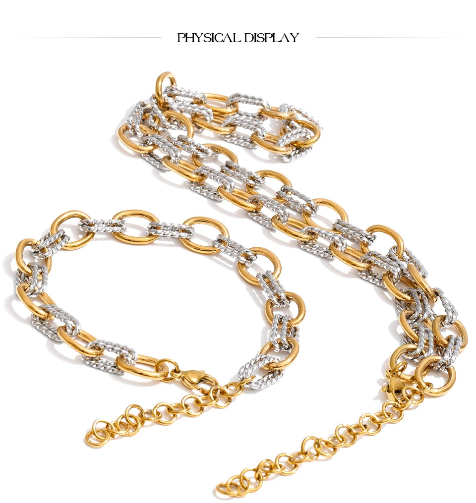 Yhpup Stainless Steel Metal Handmade Chain Statement Necklace Bracelet 2026 PVD Plated Waterproof Popular Statement Jewelry