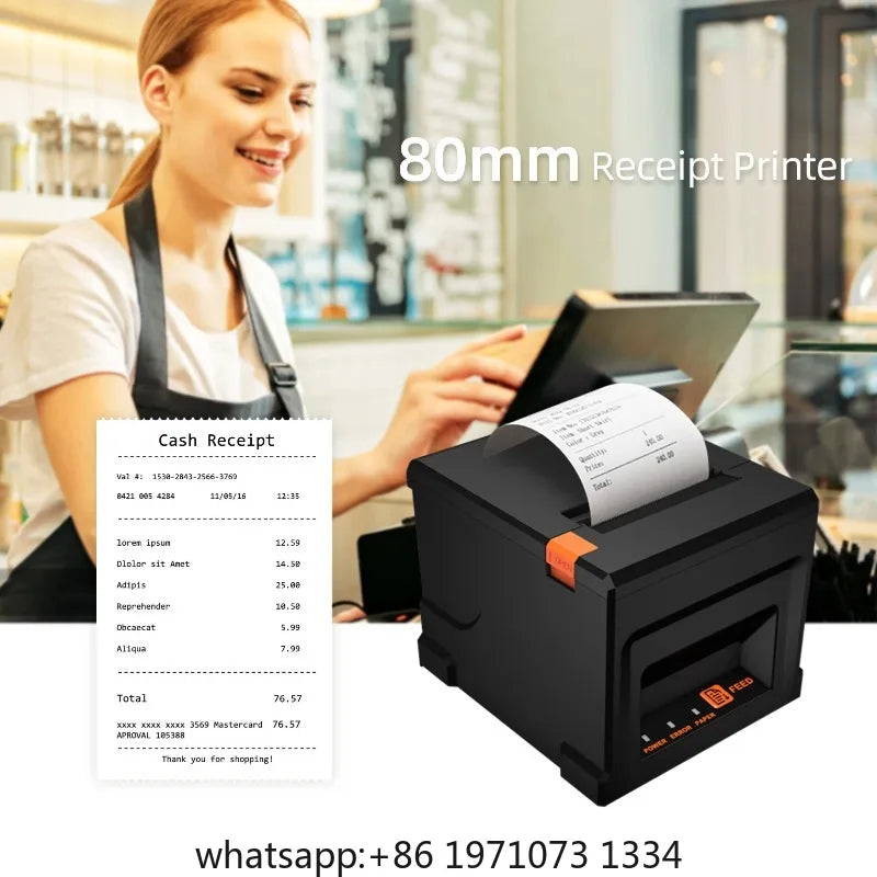 【POS-8360】80mm USB+LAN Receipt Printer POS Printer with Auto Cutter Desktop Direct Thermal Printing Compatible ESC/POS for home
