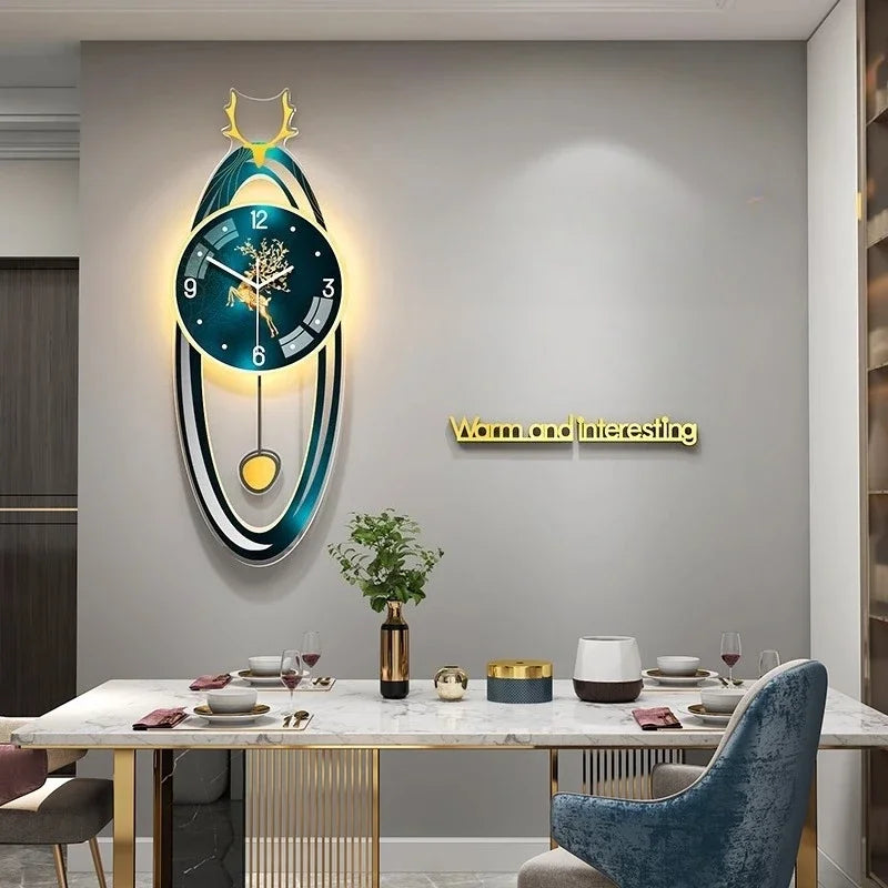 European Illuminated Clock Unique Nordic Pendulum Silent Luxury Wall Clock Aesthetic Modern Design Reloj De Pared Wall Decor