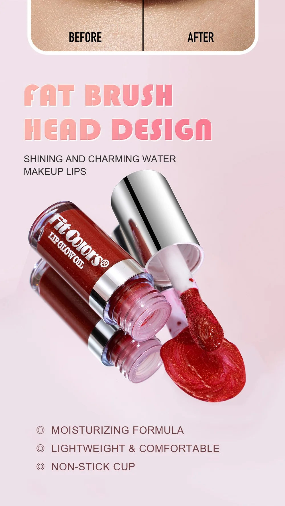 Moisturizing Mirror Effect Lip Gloss Lip Glaze 6 Colors Refreshing Non-Greasy Glossy Long-Lasting Liquid Lipstick Makeup