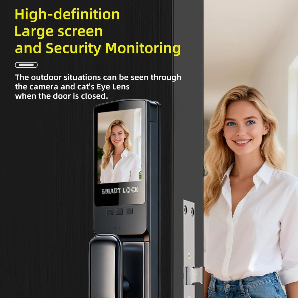 3D Face Recognition Fingerprint Password Smart Door Lock with  Remote Unlocking Wishome APP  Smart Lock Electronic door lock