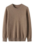Autumn Winter Men O-neck 100% Merino Wool Pullover Cashmere Sweater Basic Casual Bottom Business Knitwear Soft Warm Clothing