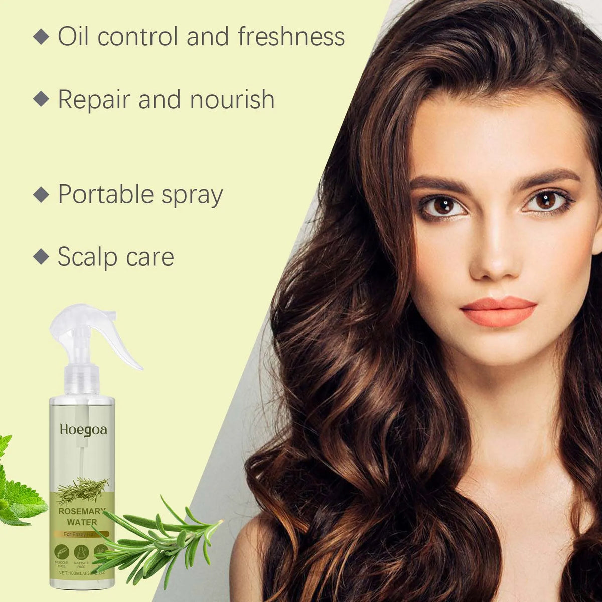 Rosemary Hair Care Spray Mint Tea Tree Extract Oil Control Refreshing Non Greasy Scalp Nourishing Smooth Shine Hydrating Hair Mist