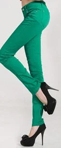 Women's Candy Color Pants Pencil Trousers Spring Autumn Elegant Office Mid Waist Pants For Women Slim Skinny Jeans Pants Female