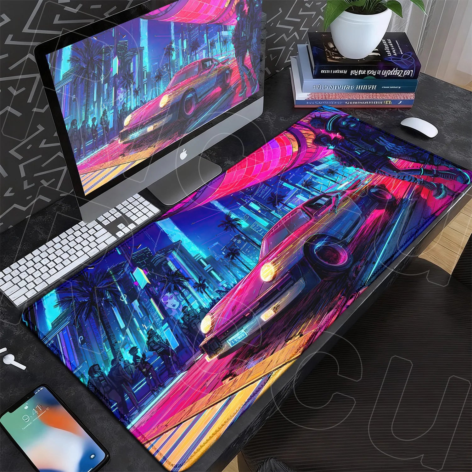 Black Gaming Mousepad XXL Rubber Non-slip Office Deskmat Anime Girl Playmat C-Cyberpunks Style Lock Edge PC Keyboard Accessories