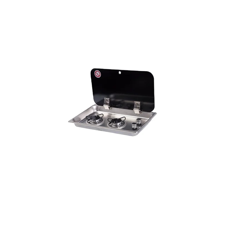 High Quality Two-Burner Gas Stove For Indoor Use Safe Tempered Glass Lid For RV Motorhome Caravan Boat