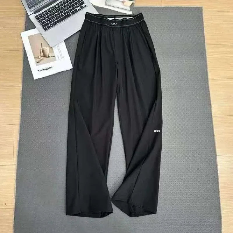new Loose Casual Pants Women's Summer High Waist and Thin Yoga Pants Breathable Drape Straight Mouth Wide Leg Sweatpants