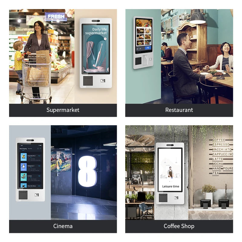Wall Mount Or Floor Stand Android Os Self Ordering Kiosk Software Touchscreen Interactive Self-service Kiosk