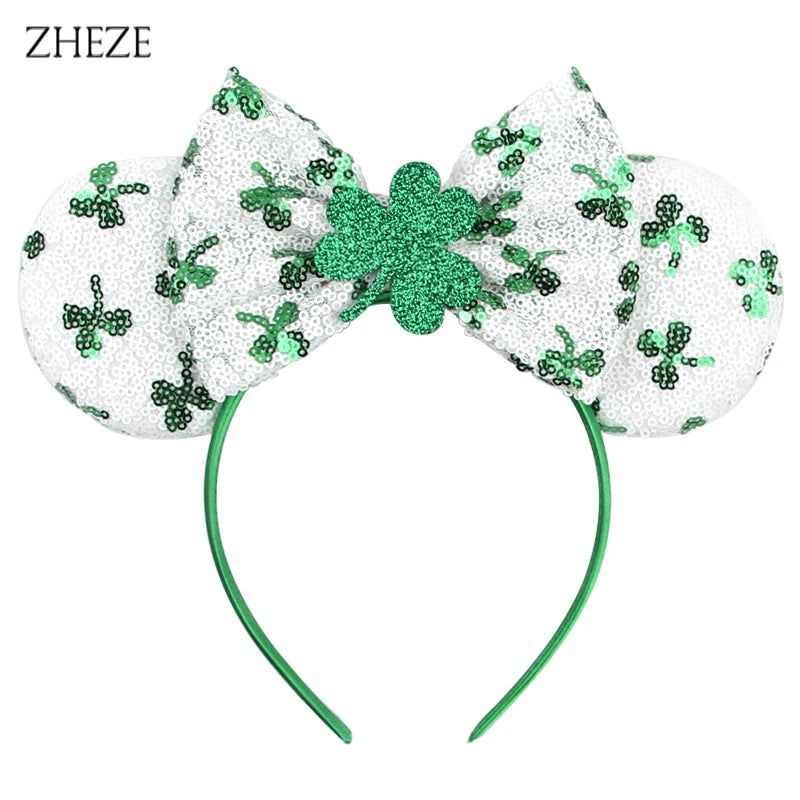 New Valentine's Day Mouse Ears Headband For Girls Women Sequins Love 5"Bow Hairbands Festival Party DIY Hair Accessories Femmes