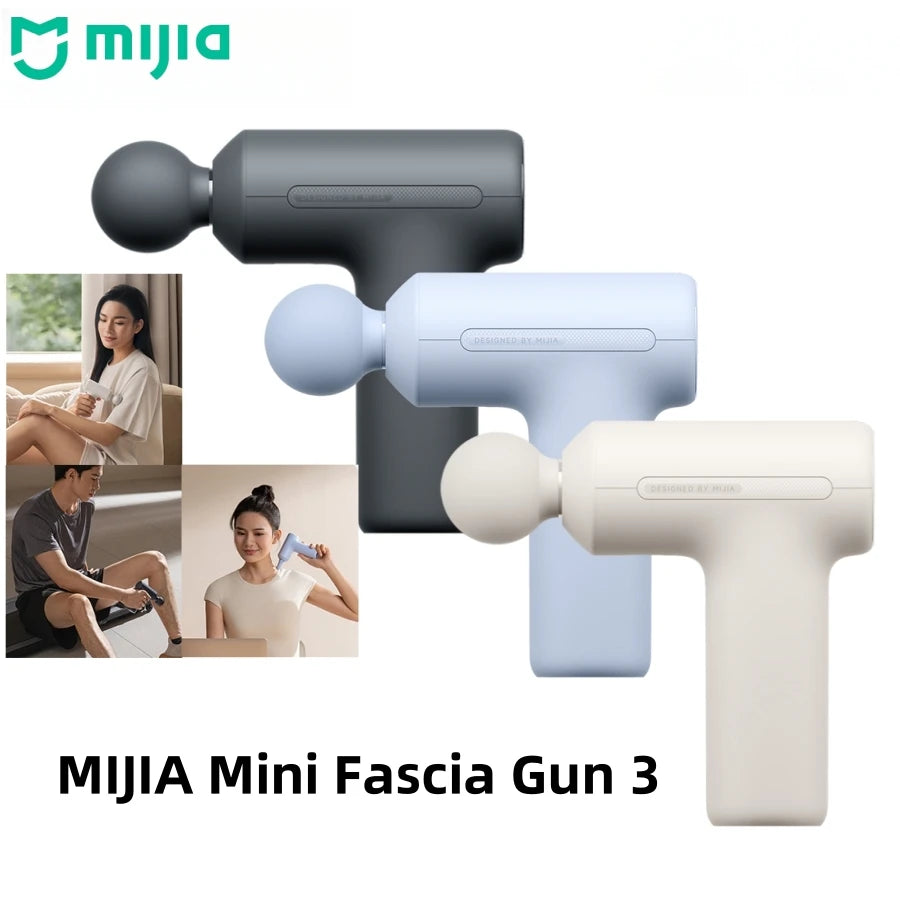 Mijia Mini Fascia Gun 3 Portable Muscle Massage Gun 12kg Thrust Brushless Silent Motor 3 Massager Heads Relax Body