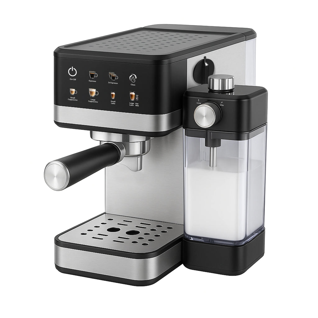 15 Bar Touch Menu Digital Semi Automatic Espresso Coffee Machine With Frothing Milk Tank Home Use