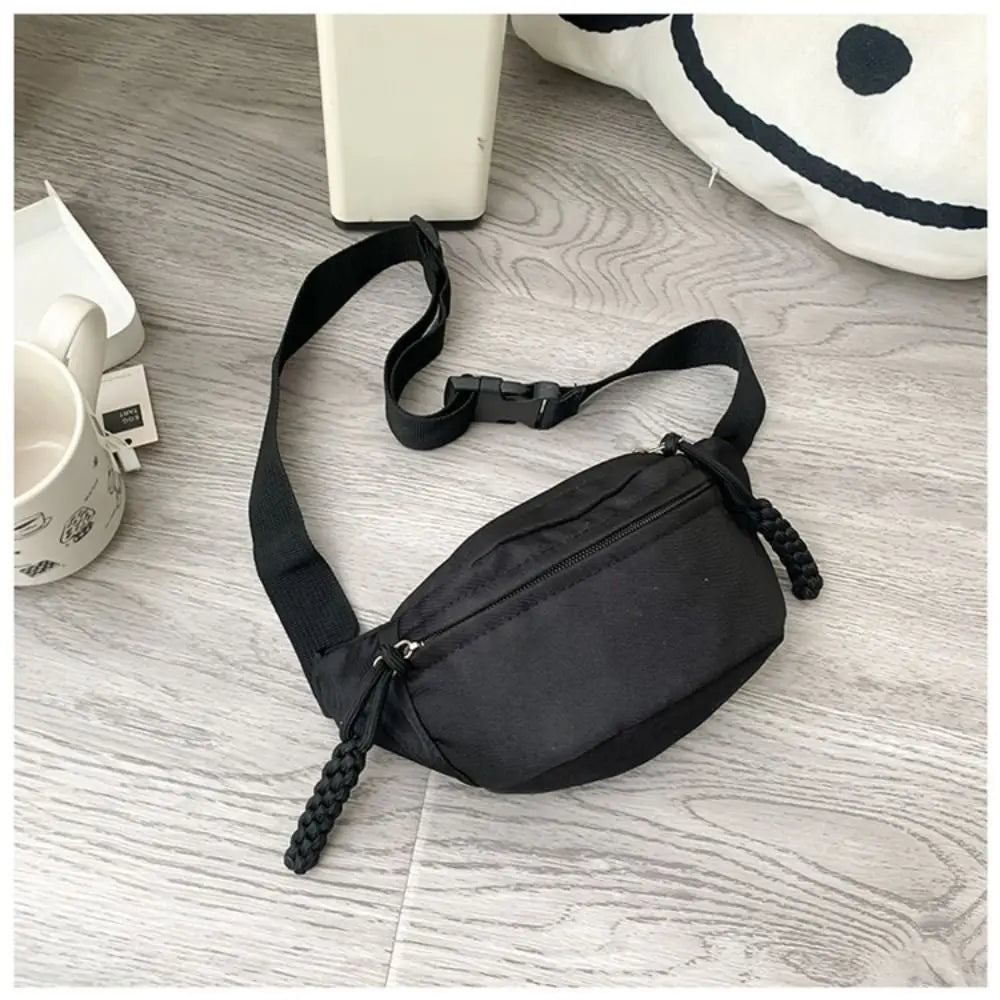Fashion Canvas Children Bag Solid Color Large Capacity Crossbody Bag Zipper Water Proof Shoulder Bag