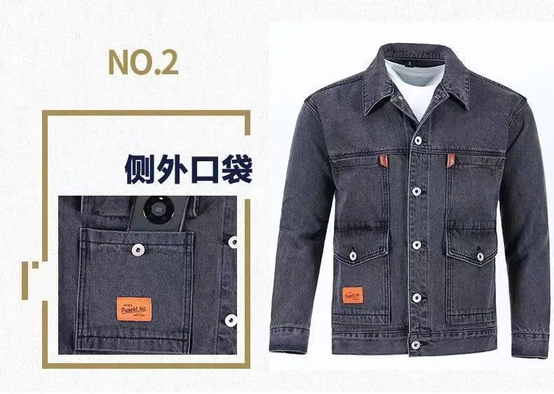2023 Spring and Autumn New Fashion Trend Solid Color Denim Jacket Men's Casual Loose Comfortable Large Size High Quality Coat