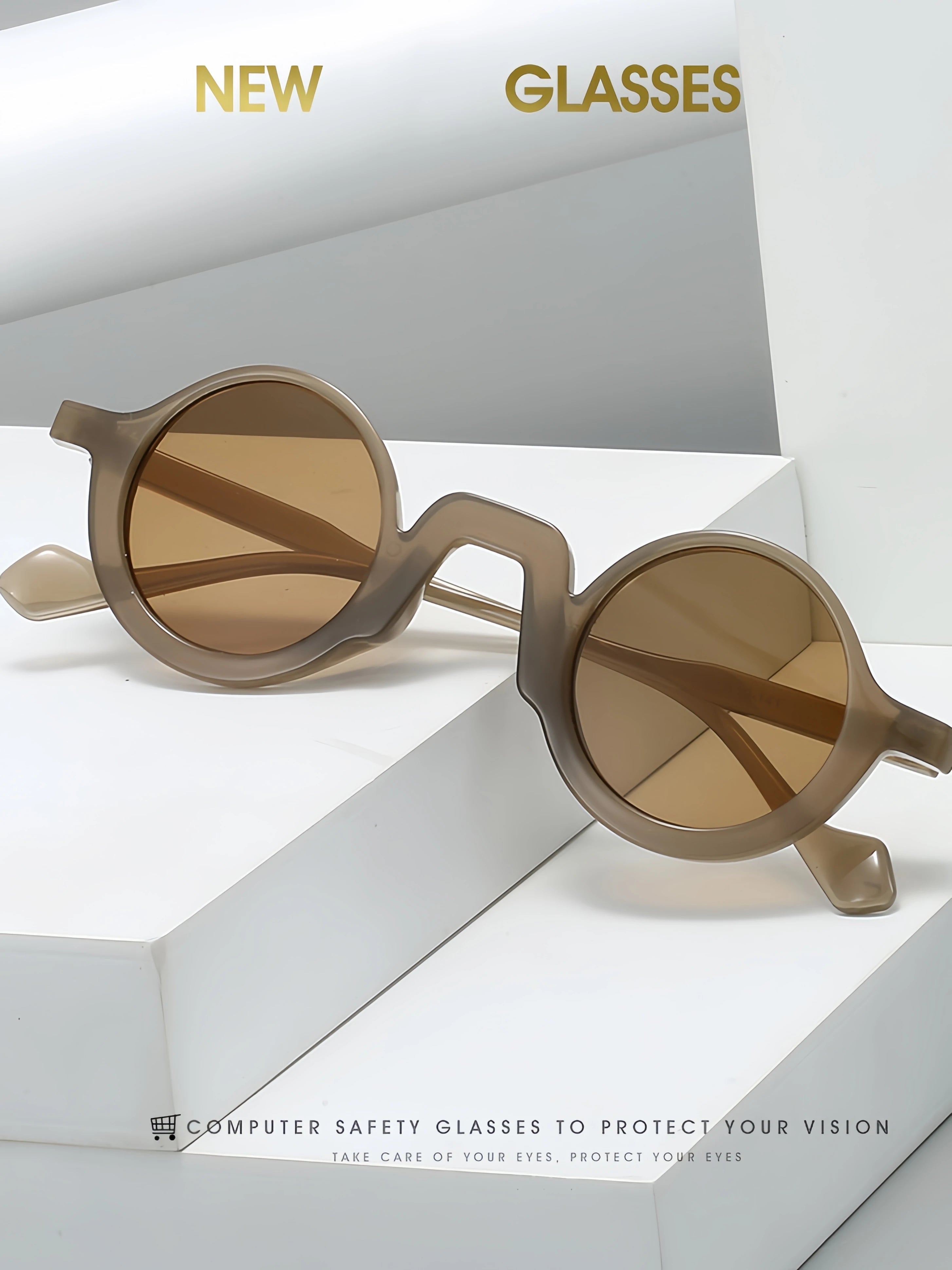 European and American New Retro Round Small-Frame Glasses with a High-End Feel, Unisex Sun Protection and Anti-Uv Sunglasses