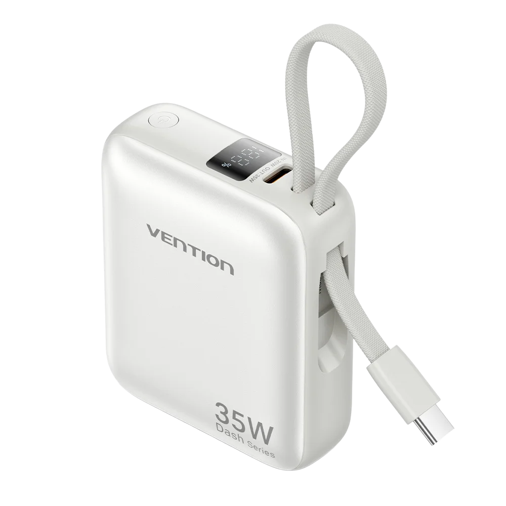10,000mAh 35W Portable Power Bank – Built-In Cable