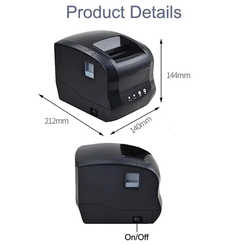 Xprinter 365B Label Printer Thermal Barcode Receipt Printer Sticker Printer 20-80mm Paper in Supermaket For Windows/Linux