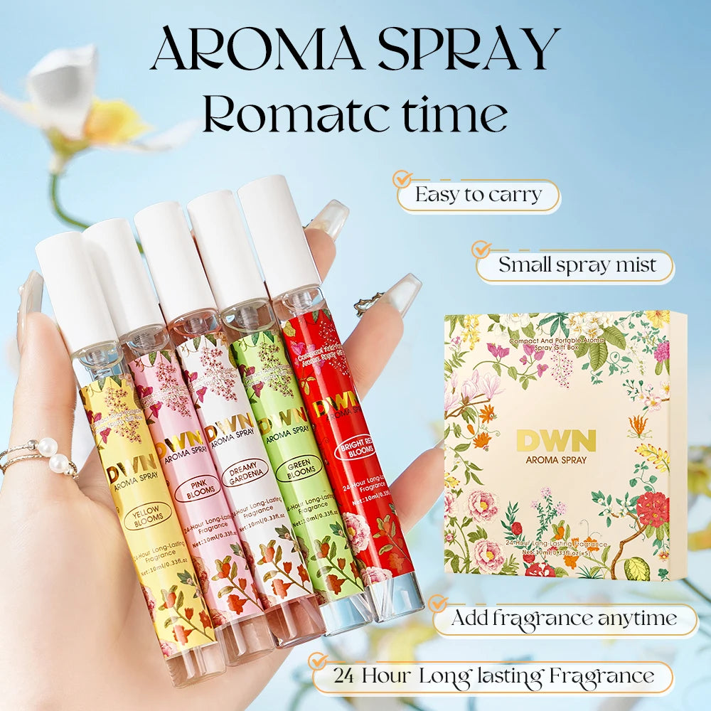 5-Piece Alcohol-Free Festival Flower Perfume Gift Set, Lasting, Charming Fragrance Spray (for Men and Women) 10ml