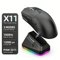 KEBIDUMEI X11 PAW3311 Tri-Mode Wireless Mouse 12000 DPI Gaming Mouse RGB Touch Magnetic Charging Base Bluetooth /2.4G/Wired Mice