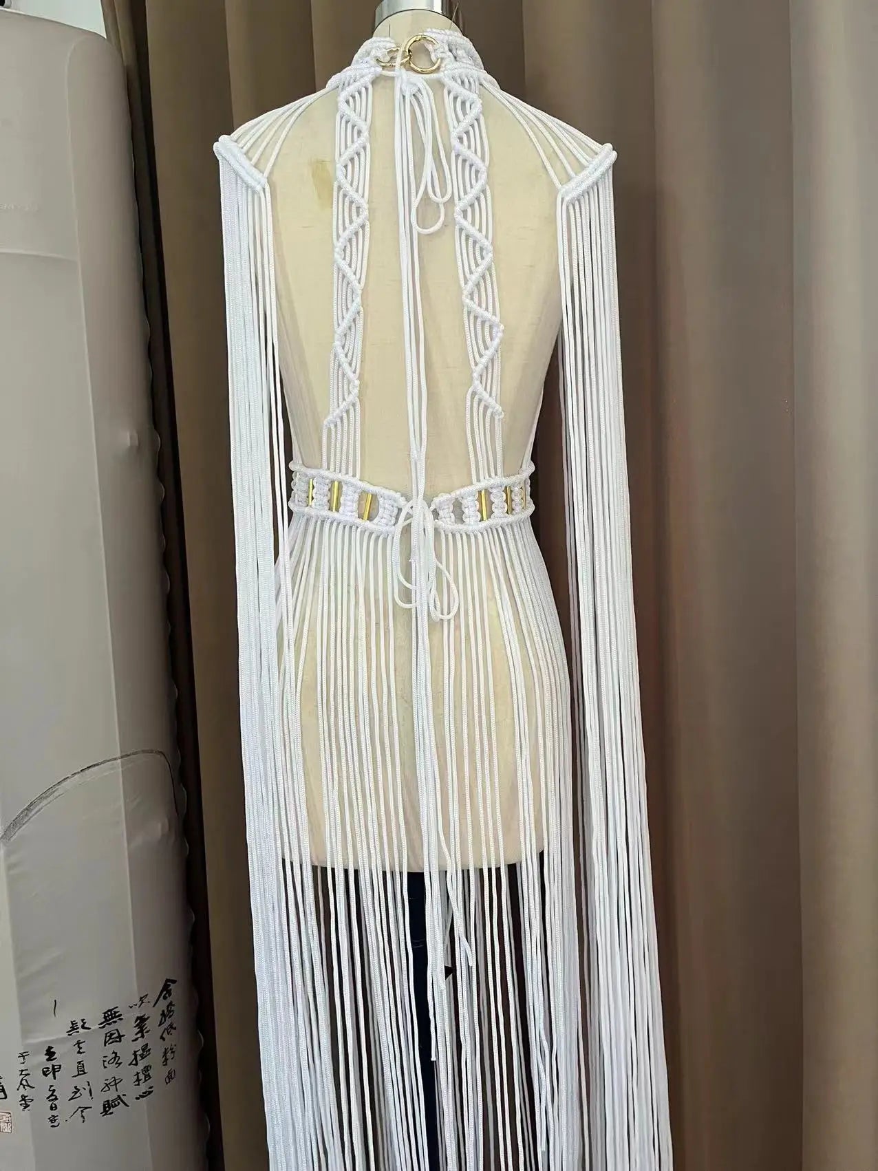 Beachapche Vestidos  MacrameDress Women'S Hollow Tassel Woven Dress Celebrity Club Party Cocktail beach Dress