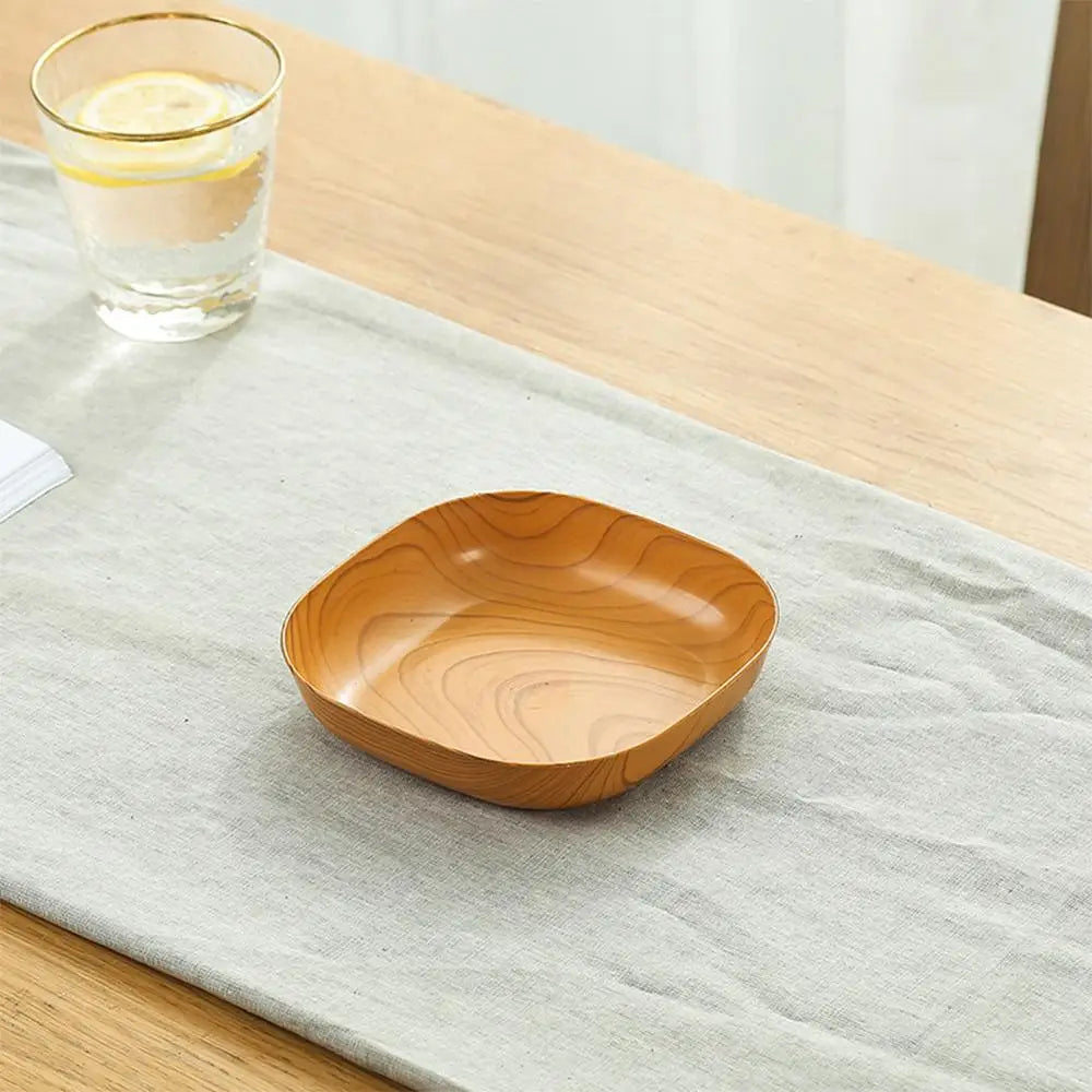 Kitchen Imitation Wood Grain Plastic Square Plate Japanese Afternoon Tea Fruit Dish Tea Tray Plastic Bone Dish Kitchen Tableware