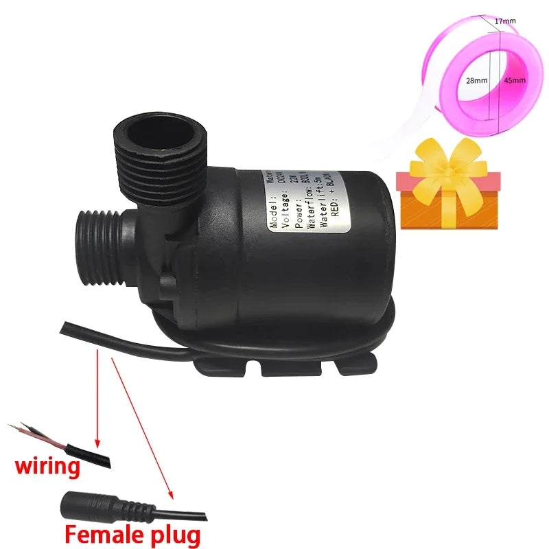 Water Pump DC 24V 12V High Pressure Ultra Quiet Solar Lift 5M 800L/H Brushless Motor Submersible Water Pumps Quick Break Joint
