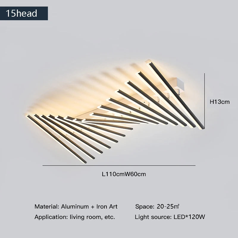 Modern LED Suitable for Living Room Pendant Lights With Remote Control Indoor Bedroom Office Lighting Long Strip Ceiling Lights