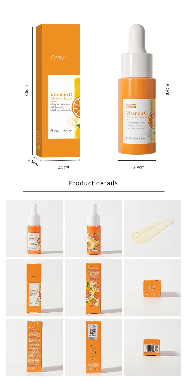 17ml Vitamin C Serum Moisturizing Nourish Skin VC Hyaluronic Acid Face Essence Shrink Pore Face Serum Skin Care Products
