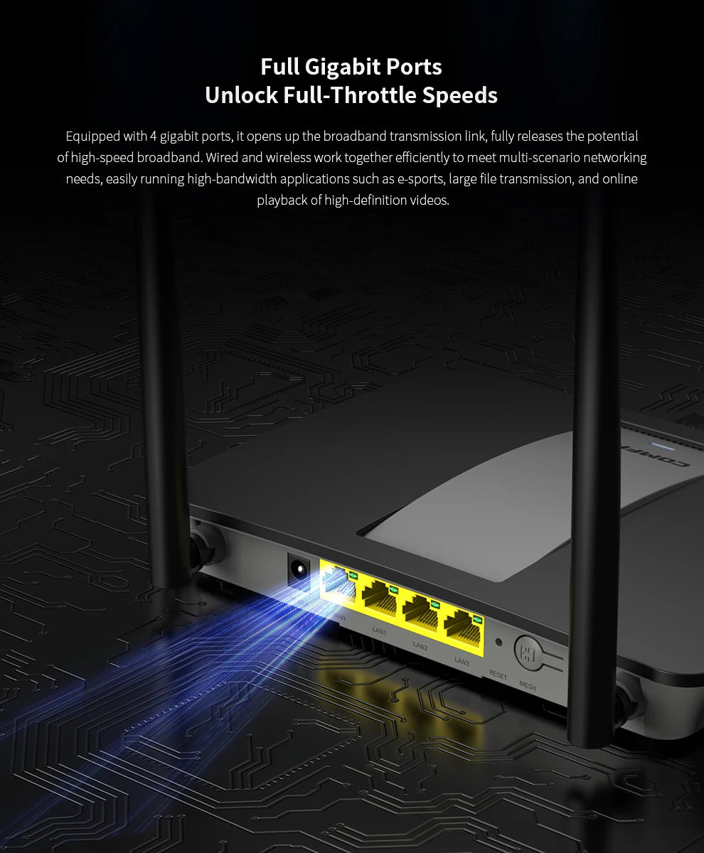 COMFAST BE3600 WiFi7 Portable Mesh Router Dual 2.5G Port 3570Mbps Dual Band USB3.0 Type-C Power Gaming Wireless WiFi Router