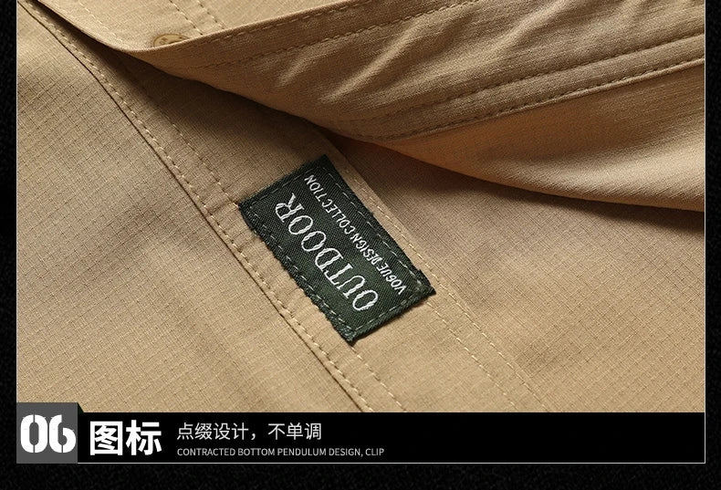 Spring Autumn Men Long Sleeved Shirt Men Tactical Work Shirts Tops Outdoor Multi-pocket Quick Drying Hiking Fishing Cargo Shirts
