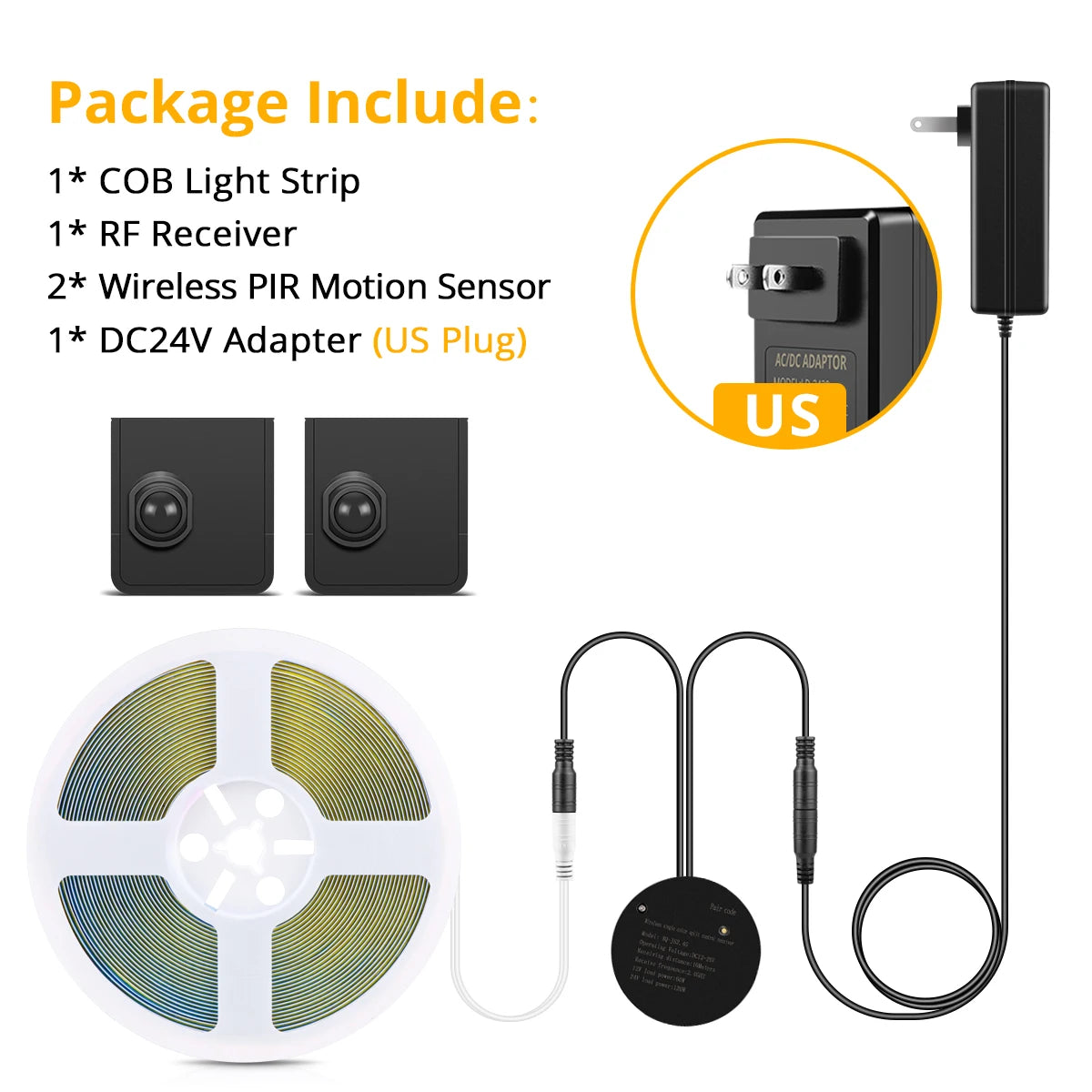 LED Stairs Night Light 5M 10M Portable PIR Motion Sensor Staircase 24V COB LED Strip For Stairway Pathway Corridor Step Lighting