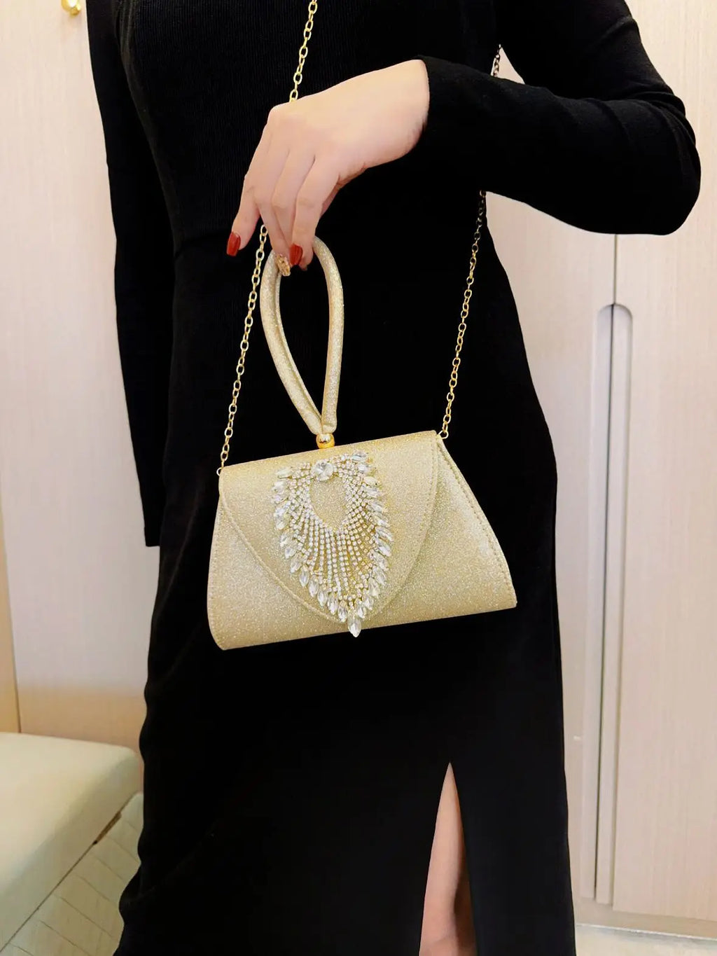 F248 Sweet Memory Diamond Handbag Dinner Party Dolly Bags Wedding Accessories Gold Bag For Women Dress Bags
