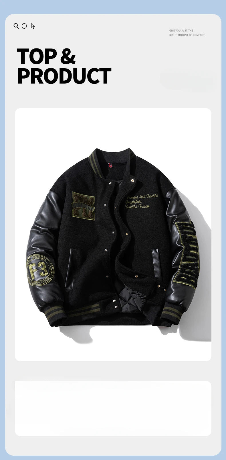 Vintage Letter Embroidered Baseball Jacket Cotton Coat Men's Winter Leather Sleeve Patchwork Woolen Thicken Overcoat