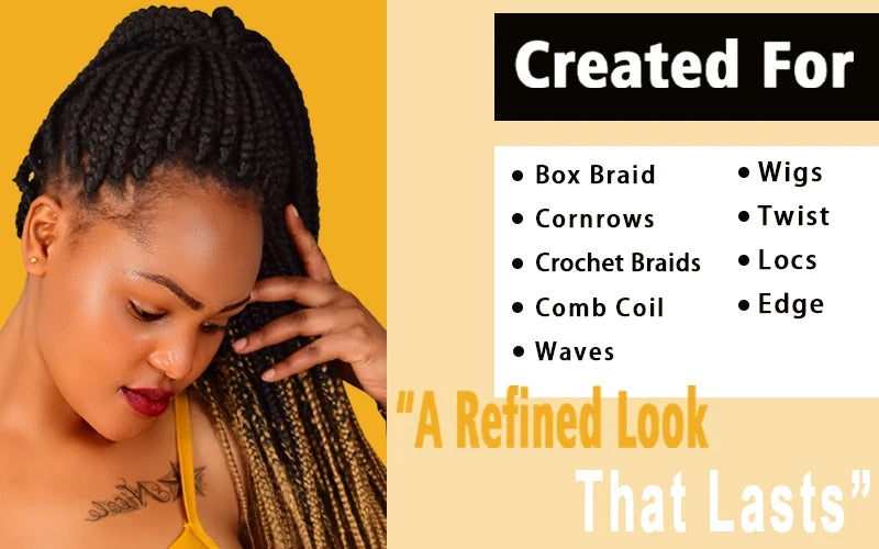 GOIPLE Long Lasting Hold Braid Gel for Black Women Shine n Jam Loc and Twist Wax Tames Frizz Edges Hair Cornrow Styling Product