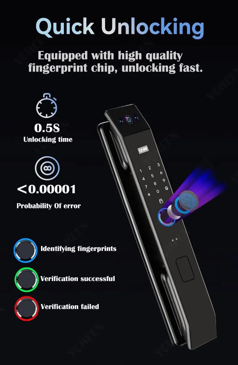 Tuya Wifi 3D Face Recognition Digital Smart Lock Temporary Password Video Intercom Electronic Door Lock Fingerprint Keyless Lock