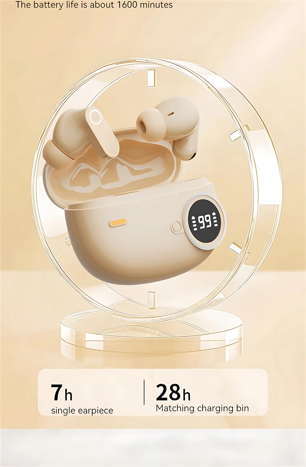 Bluetooth 5.4 Headphones True Wireless In-ear Long Noise Reduction TWS Sports High Sound Quality Digital Display Screen Earplugs
