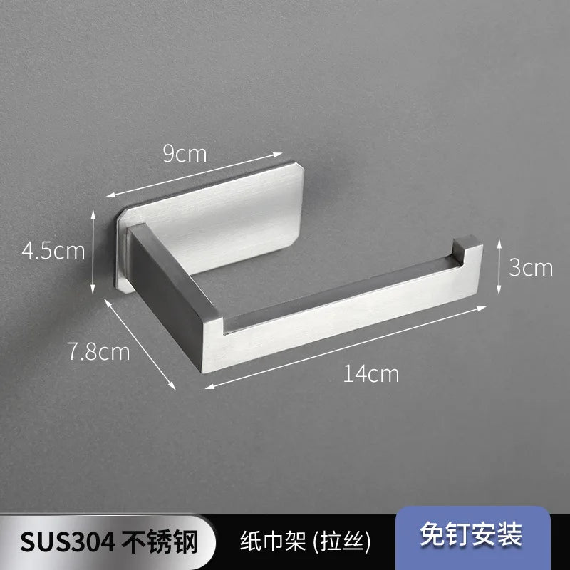 Stainless Steel Hygienic No Drill Toilet Paper Holder Wall Mounted for Bathroom Kitchen Tissue Roll Holder No Screw