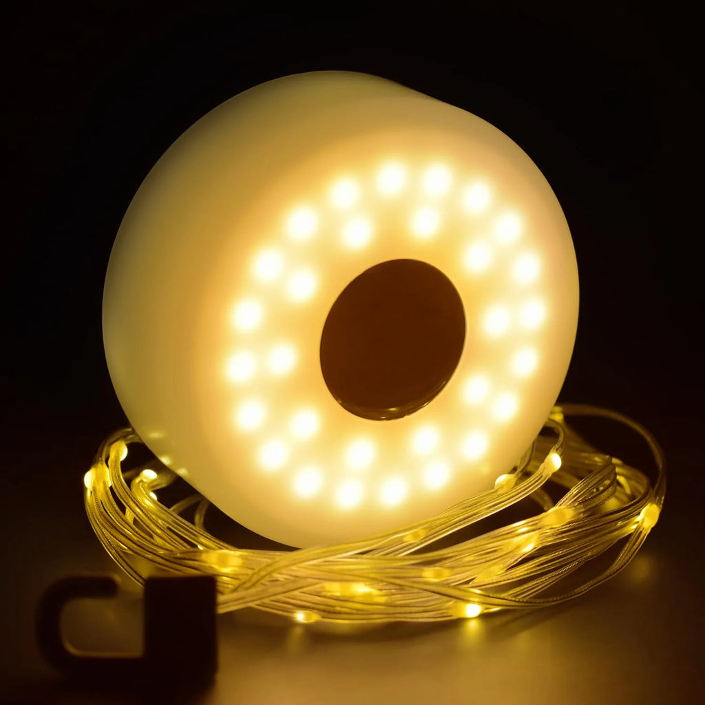 Camping String Lights 2 in1 Outdoor Waterproof Portable Stowable String Light with Lighting Modes USB Camping Lights for Garden